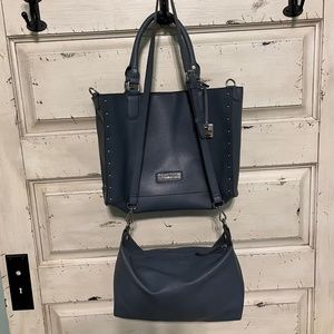 REACTION Kenneth Cole 2-in-1 Grey Non-Leather Cross-body Tote  Size L & M